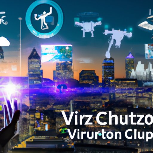  futuristic cityscape of Zürich with holographic IT icons, flying drones carrying toolkits, and IT professionals using advanced virtual reality interfaces